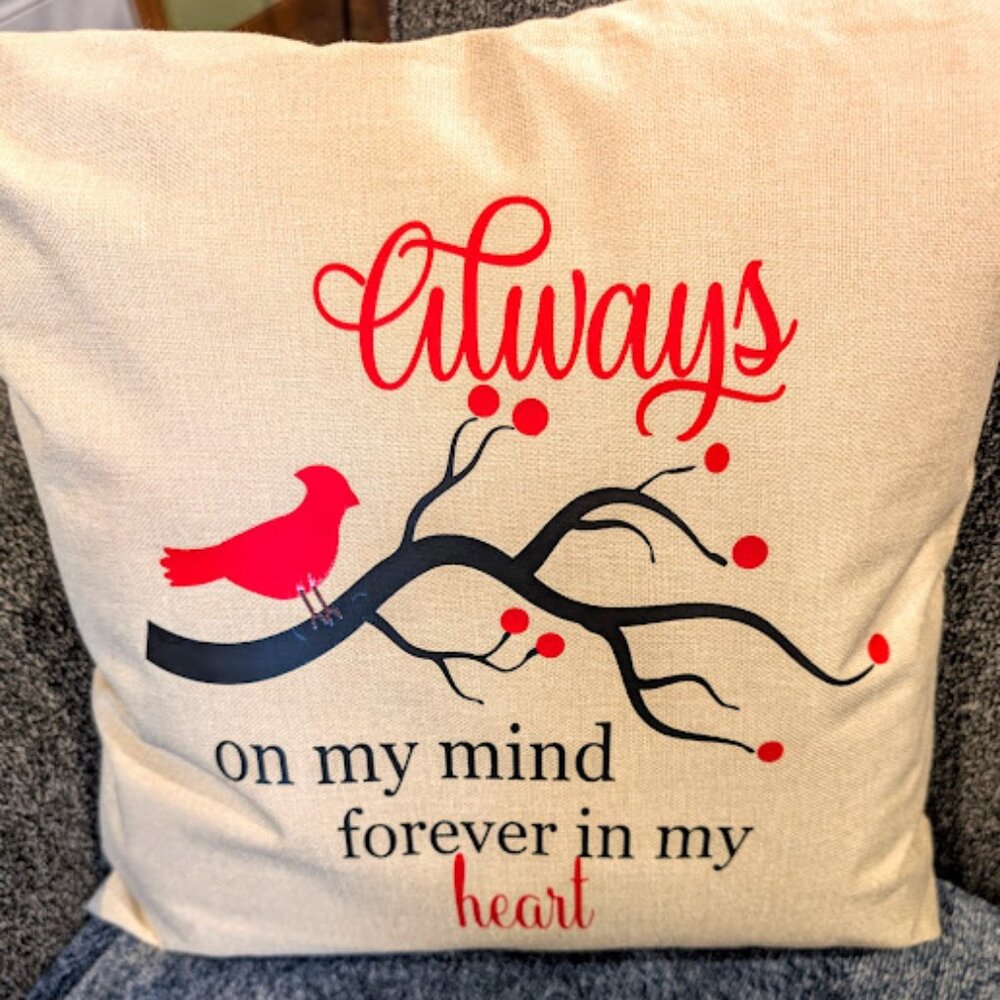 Cardinals 18x18 inch Pillow Cover, Sympathy Gift, Cardinals, Handmade